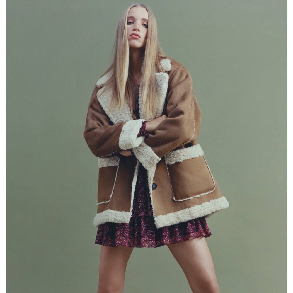 DOUBLE FACED FAUX SHEARLING COAT